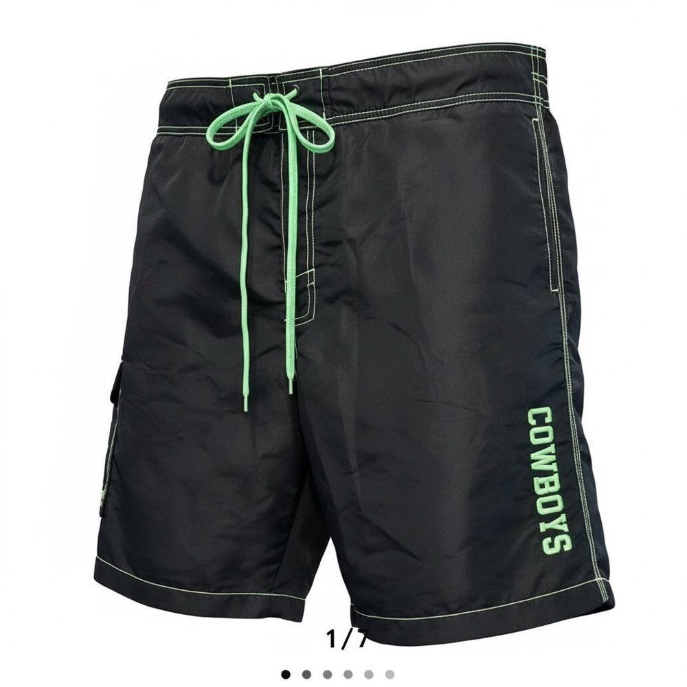 NWOT NFL Team Apparel Men’s Black Dallas Cowboys Hybrid Shorts Swim - Size XL